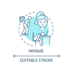 Fatigue concept icon. Air pollution disease idea thin line illustration. Extreme tiredness. No motivation. Feeling lethargic. Energy lacking. Vector isolated outline RGB color drawing. Editable stroke