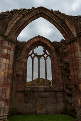 Fototapeta premium East window of the ruined Melrose Abbey, Scottish Borders, UK