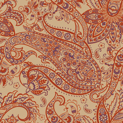 Paisley seamless vector pattern. Vintage background in batik style