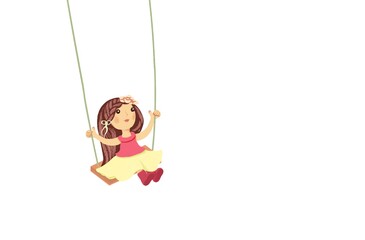 Swing girl and white background illustration