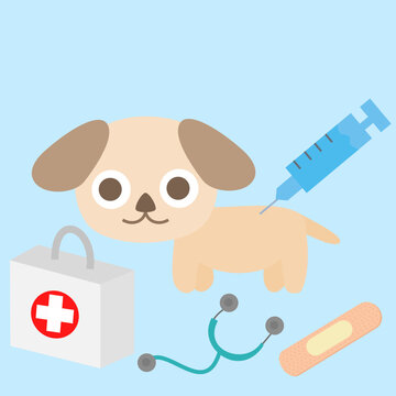 Dog vaccination.World Rabies Day.Veterinary clinic.Pet and hospital.Flat design.Vector illustration.
