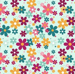 Seamless floral pattern on a light green background. Suitable for sewing bags, different things, clothes.