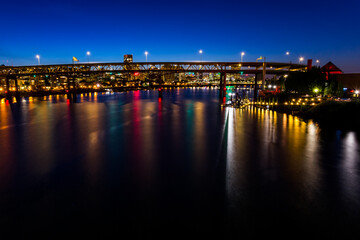 Fototapeta na wymiar Urban cityscape at night. Portland, Oregon
