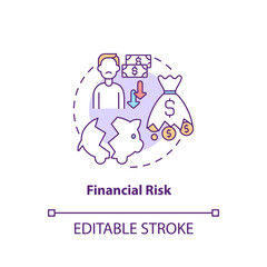 Fototapeta premium Financial risk concept icon. Purchase risk factor idea thin line illustration. Online retail environment. Losing money possibility. Vector isolated outline RGB color drawing. Editable stroke