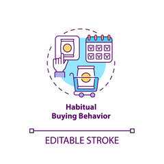 Habitual buying behavior concept icon. Consumer behavior idea thin line illustration. Low involvement in purchase decision. Daily routine. Vector isolated outline RGB color drawing. Editable stroke