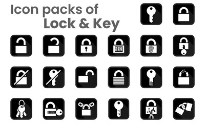 Icon packs of Locking and Unlocking. 
Graphic vector icon packs of lock and keys