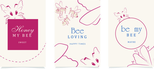 birthday card with flowers and bee