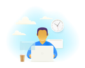 Hotline support concept. Woman working with people. 3d style cute illustration