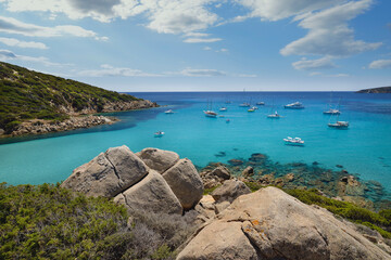 ITALY - Sardinia - View of the bay of Perda Longa in the south west of Sardinia near Capo...