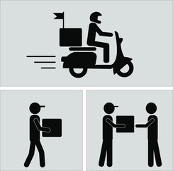 A man is riding a scooter. Delivery icon.delivery bike icon illustration. Delivery man.