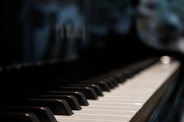 A piano keys close up 