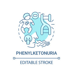 Phenylketonuria blue concept icon. Disability from inherited illness. Metabolism issue. Genetic disease idea thin line illustration. Vector isolated outline RGB color drawing. Editable stroke