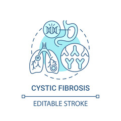 Cystic fibrosis blue concept icon. Hereditary illness. Problem with lungs, digestive system. Genetic disease idea thin line illustration. Vector isolated outline RGB color drawing. Editable stroke