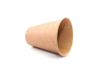 empty paper disposable cup on white background.