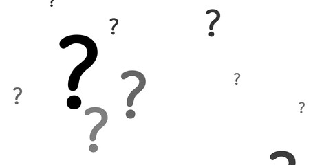 Naklejka premium Illustration of multiple black and grey question marks on white background