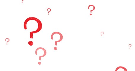 Illustration of multiple red question marks on white background