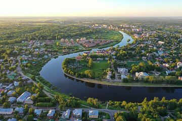 autumn vologda kremlin, drone top view, russia religion christian church