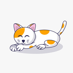 Cute Cat Sleeping Cartoon Vector Icon Illustration. Animal Nature Icon Concept Isolated. Flat Cartoon Style