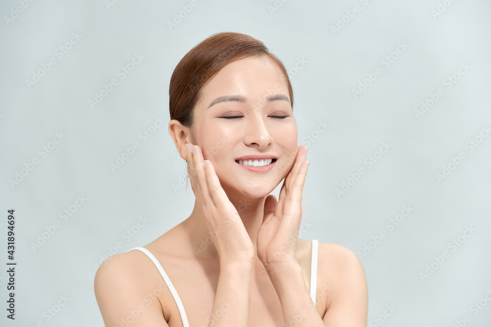 Wall mural close up young smiling beauty face