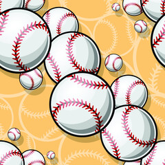Seamless pattern with baseball softball ball vector graphic. Ideal for wallpaper, packaging, fabric, textile, wrapping paper design and any kind of decoration.