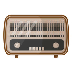 Retro radio vector illustration isolated on white background. Vintage radio icon: 40s, 50s, 60s, 70s style. Electronic device for listening to music.