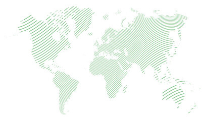 green lines world map on white background