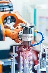 Smart industry robot arms for digital factory production technology showing automation...
