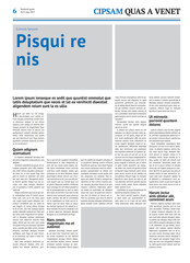 Newspaper design template with blue headline	