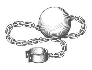 Ball and Chain Engraving Illustration