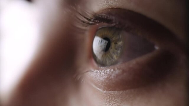 human eye shot close-up concept of viewing and perceiving a large flow of information