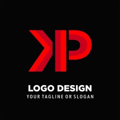 KP logo 3d letters, abstract initial logo KP design vector . icon logo illustration in red color