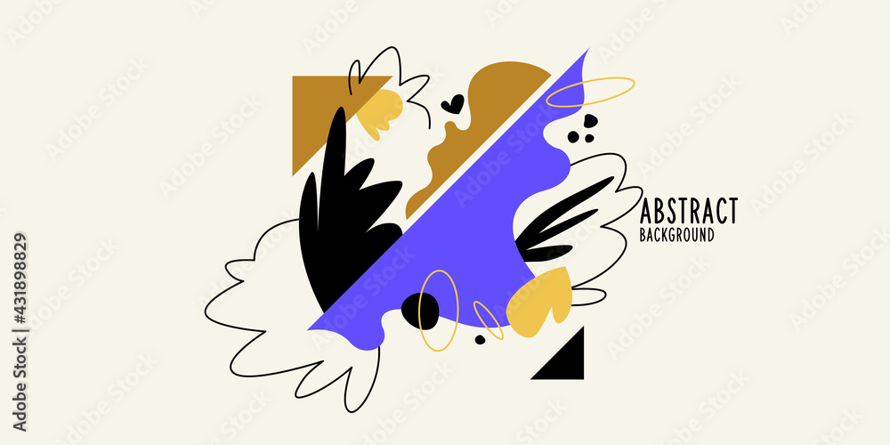 Poster abstract background with various hand-drawn elements in the doodle style. a template for placing you