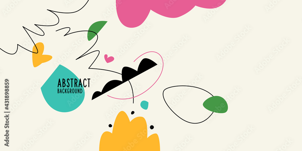 Poster abstract background with various hand-drawn elements in the doodle style. a template for placing you