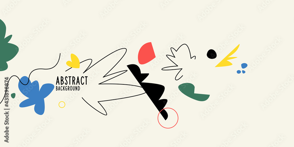Poster abstract background with various hand-drawn elements in the doodle style. a template for placing you