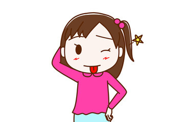 ついうっかりミスをしてテヘペロっとごまかす少女