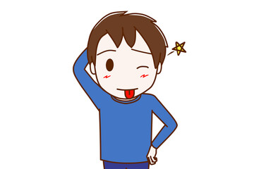 ついうっかりミスをしてテヘペロっとごまかす少年