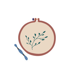 Illustration with embroidery. . Vector illustration design. Folk embroidery. Fabric pattern.