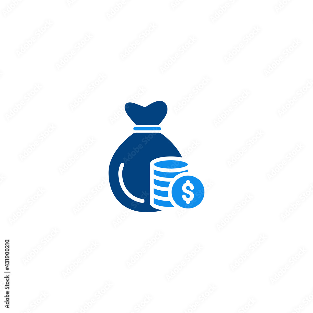 Poster money bag with dollar coin icon vector for computer, web and mobile apps
