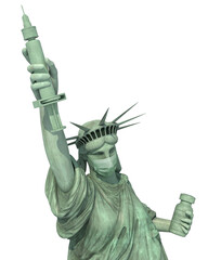 masked statue of liberty presenting covid vacine and sringe, isolated © Mathias Weil