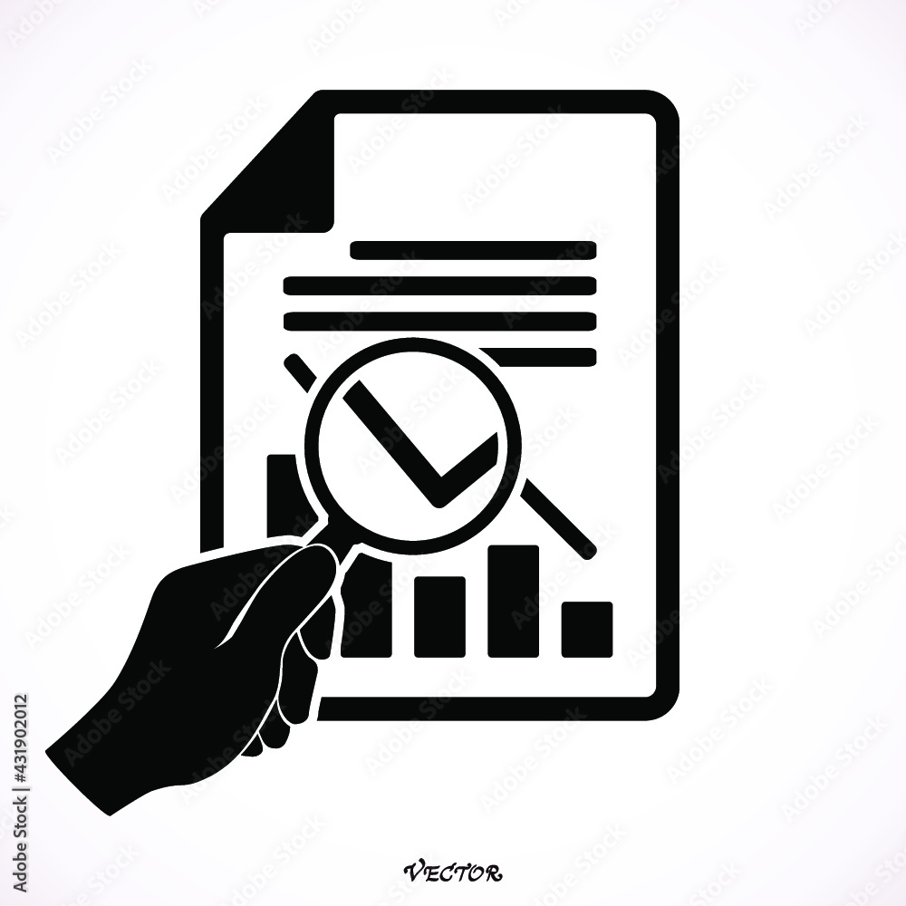 Poster report text file icon. document with chart symbol. accounting sign. flat icon on white background. v