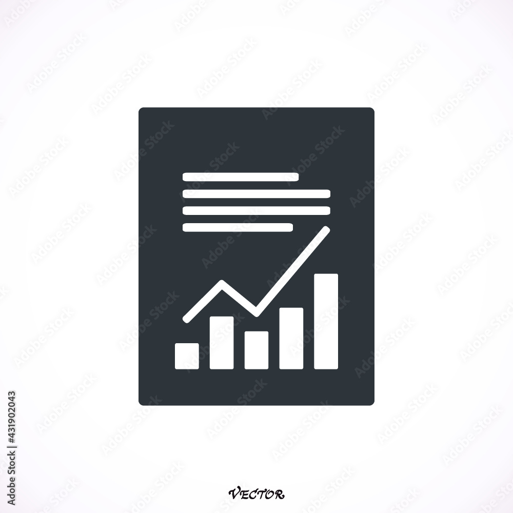 Poster report text file icon. document with chart symbol. accounting sign. flat icon on white background. v