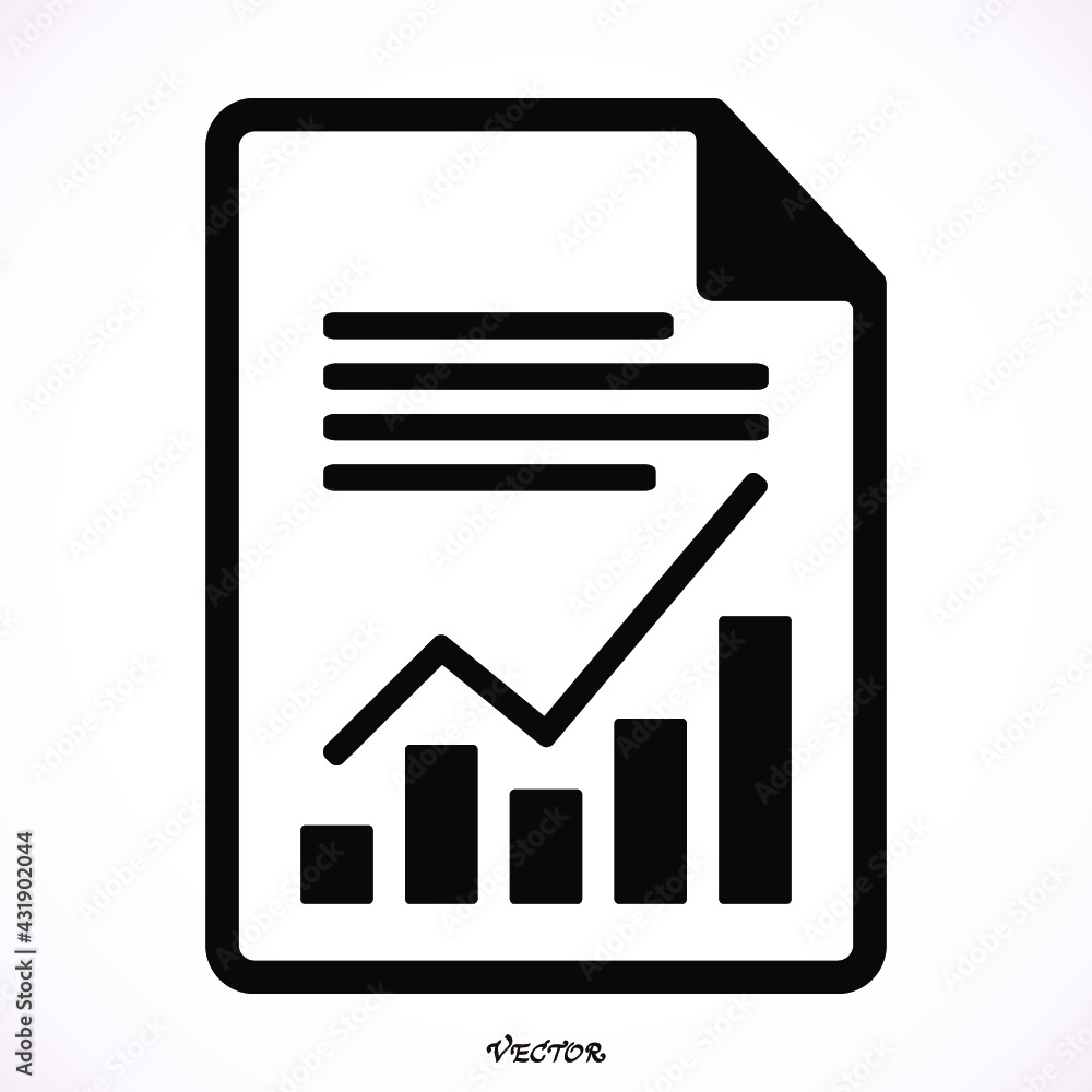 Fototapete Report text file icon. Document with chart symbol. Accounting sign. Flat icon on white background. Vector
