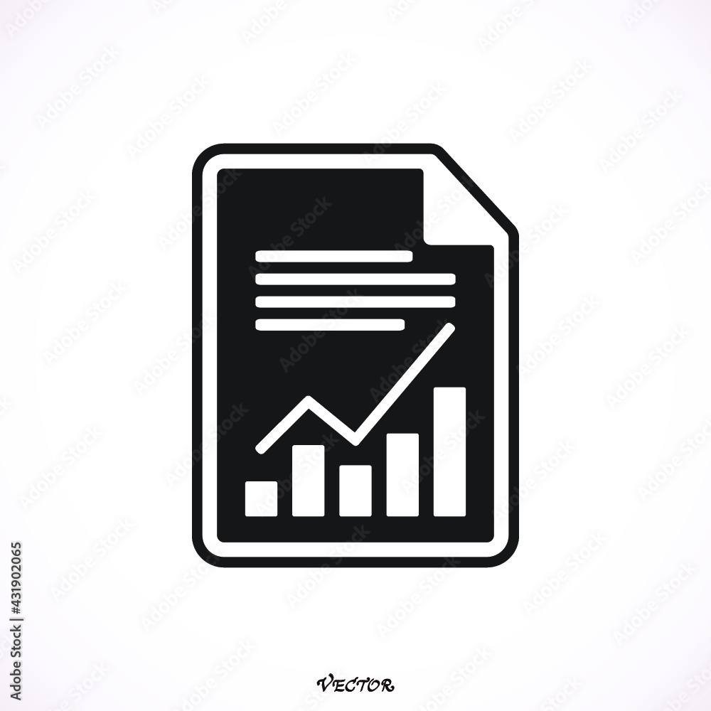Poster report text file icon. document with chart symbol. accounting sign. flat icon on white background. v