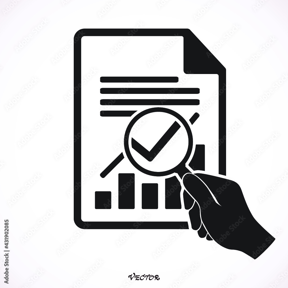 Poster report text file icon. document with chart symbol. accounting sign. flat icon on white background. v