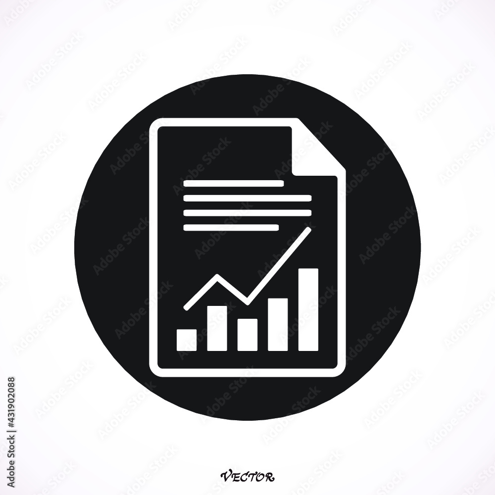 Poster report text file icon. document with chart symbol. accounting sign. flat icon on white background. v