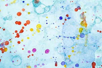 Vibrant Painted Splatters and Abstract Watercolour Textured Background