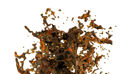 Cola splash. Isolated on a white background. 3d rendering. High resolution.
