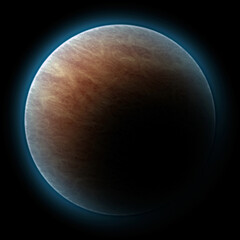 Planet with atmosphere. Isolated on a black background.