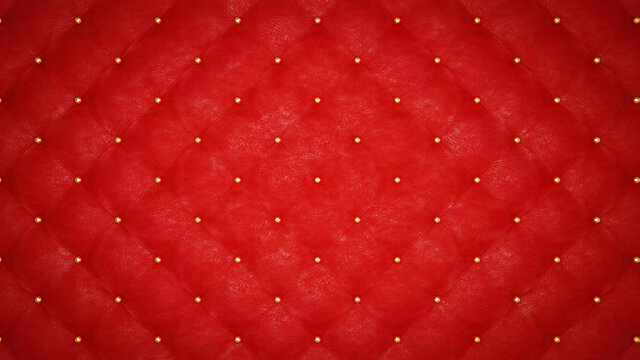 Red upholstery. Leather background. Capitone. High resolution.