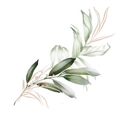 Floral composition for creating greeting cards, wedding invitations, banners on a white background